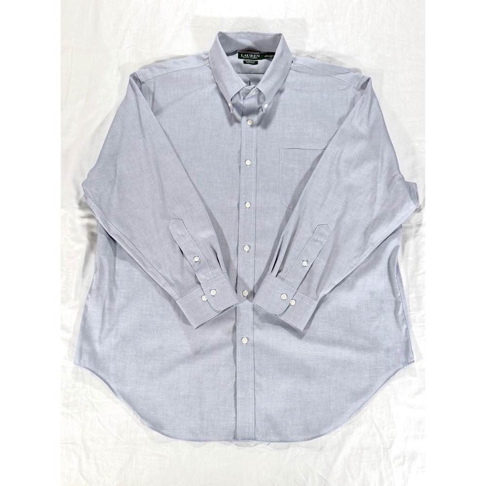 Lauren Ralph Lauren Button Down Shirt Mens 17.5 32/33 Blue Excellent Non Iron